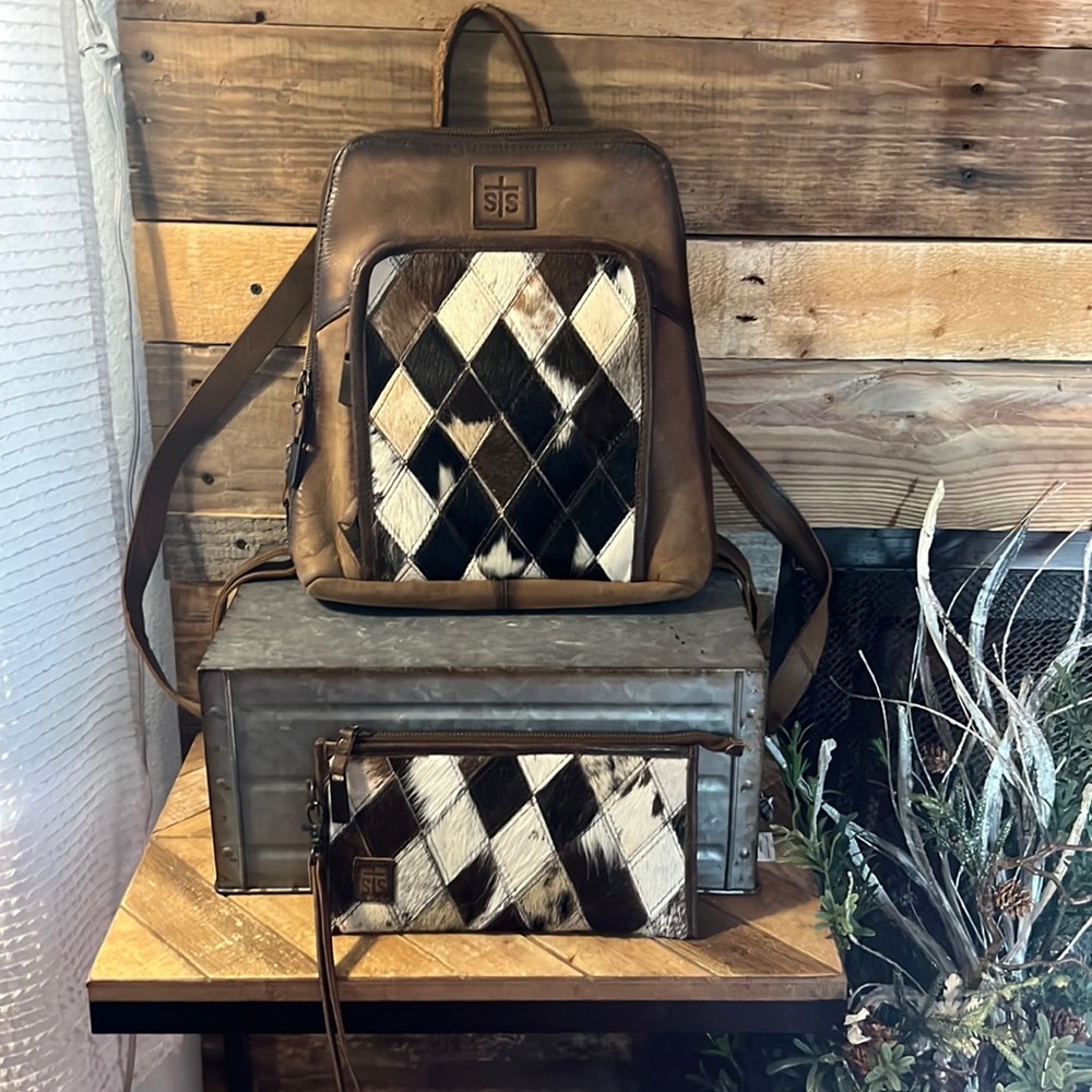 sTs Ranch Wear Leather Backpack Purse w/tablet pocket and matching wristlet